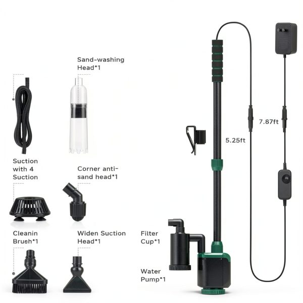 AQQA Aquarium Gravel Cleaner 6 in 1 Multifunction Electric-6