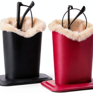 Bivisen Leather Eyeglass Holder Stand Desktop Organizer-0