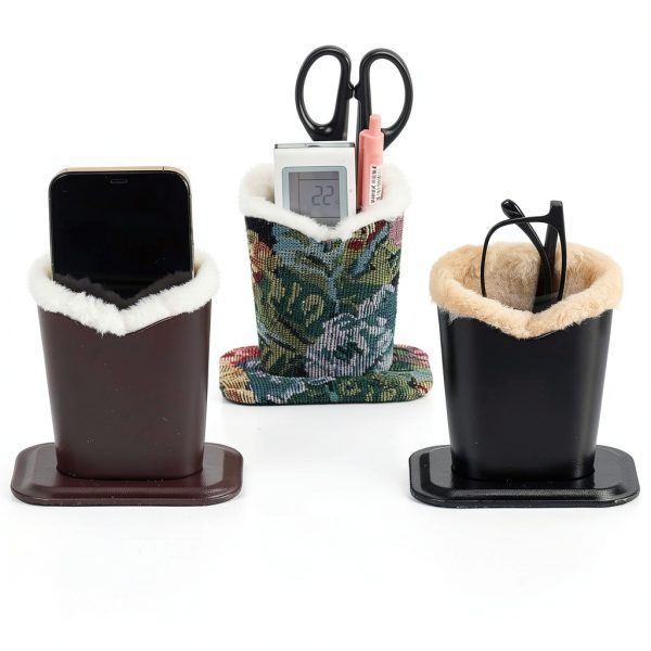 Leather Eyeglass Holder Stand Desk Organizer with Plush-4