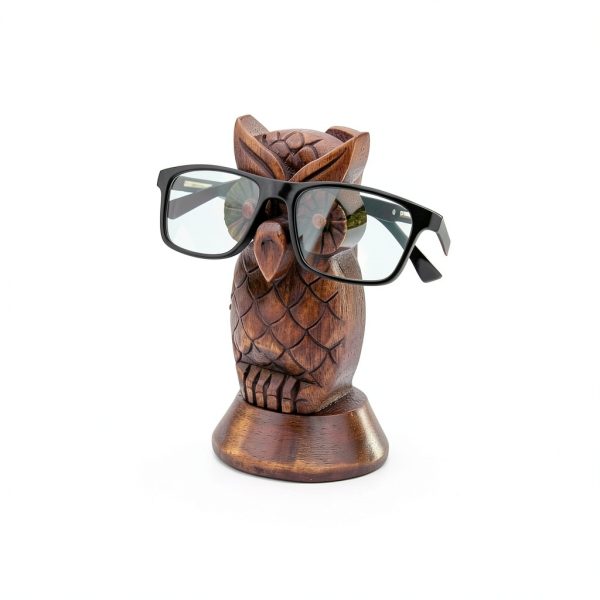 Ajuny Owl Wooden Spectacle Holder Handcrafted Design-1