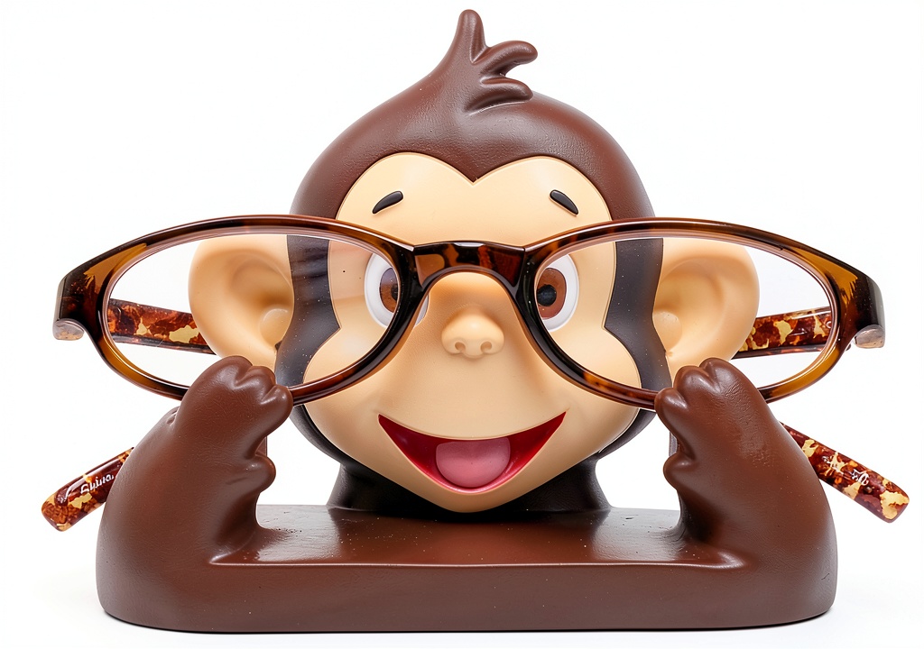JewelryNanny eyeglass stand displayed on a wooden desk