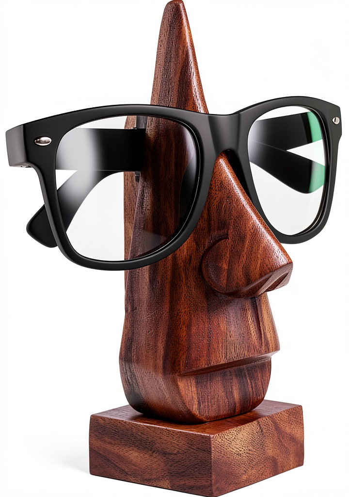 PMK Wooden Eyeglass Holder Stand Rosewood Spec Display holding reading glasses on office desk
