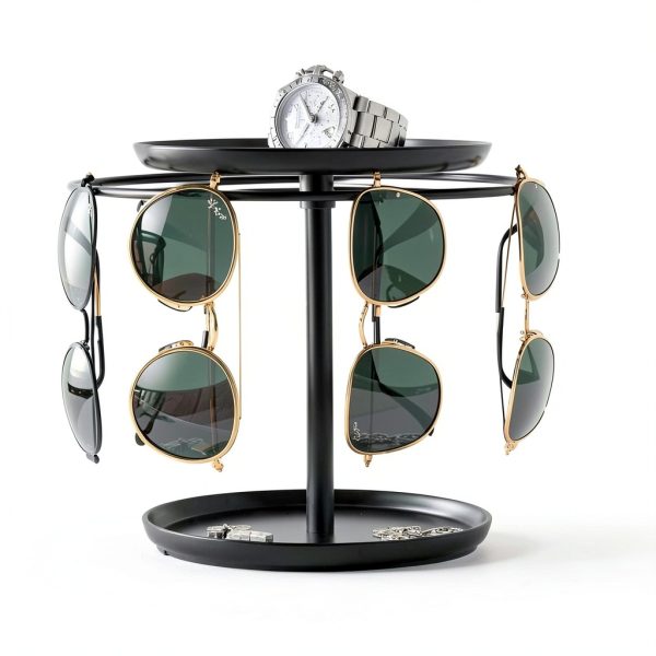 Giffgiss Sunglasses Holder Metal 360 Rotation Black Display-4
