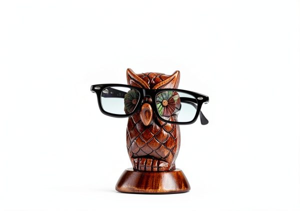 Ajuny Owl Wooden Spectacle Holder Handcrafted Design-4