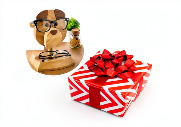 Wooden Dog Eyeglass Holder Jyoti Premium Oak Display-4