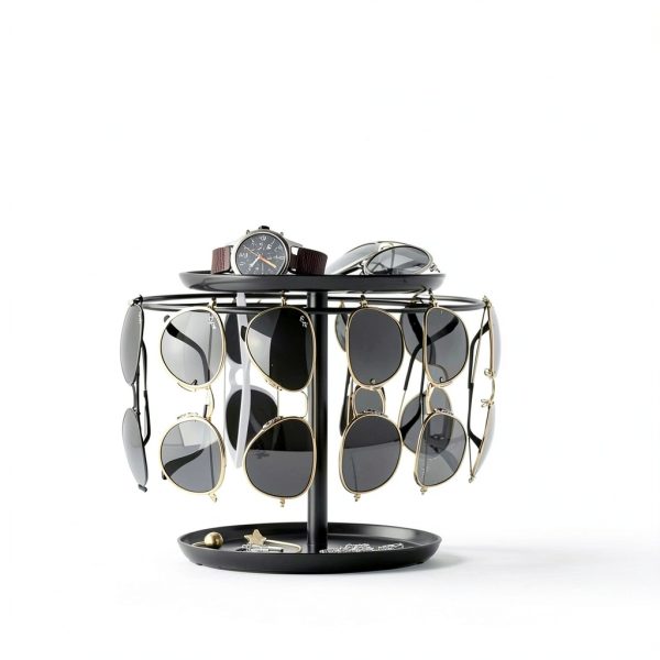 Giffgiss Sunglasses Holder Metal 360 Rotation Black Display-1