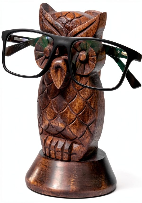 Ajuny Owl Wooden Spectacle Holder Handcrafted Design-0
