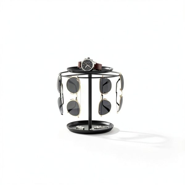 Giffgiss Sunglasses Holder Metal 360 Rotation Black Display-2