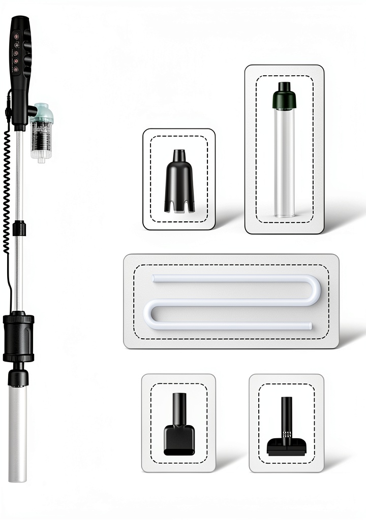 AKKEE Aquarium Gravel Cleaner in use on a home fish tank