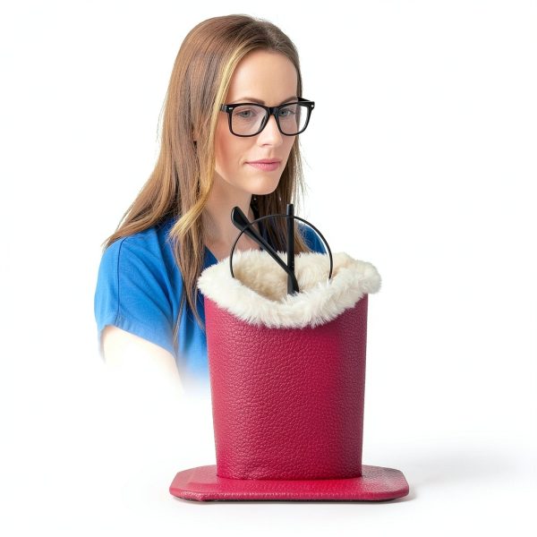 Bivisen Leather Eyeglass Holder Stand Desktop Organizer-3