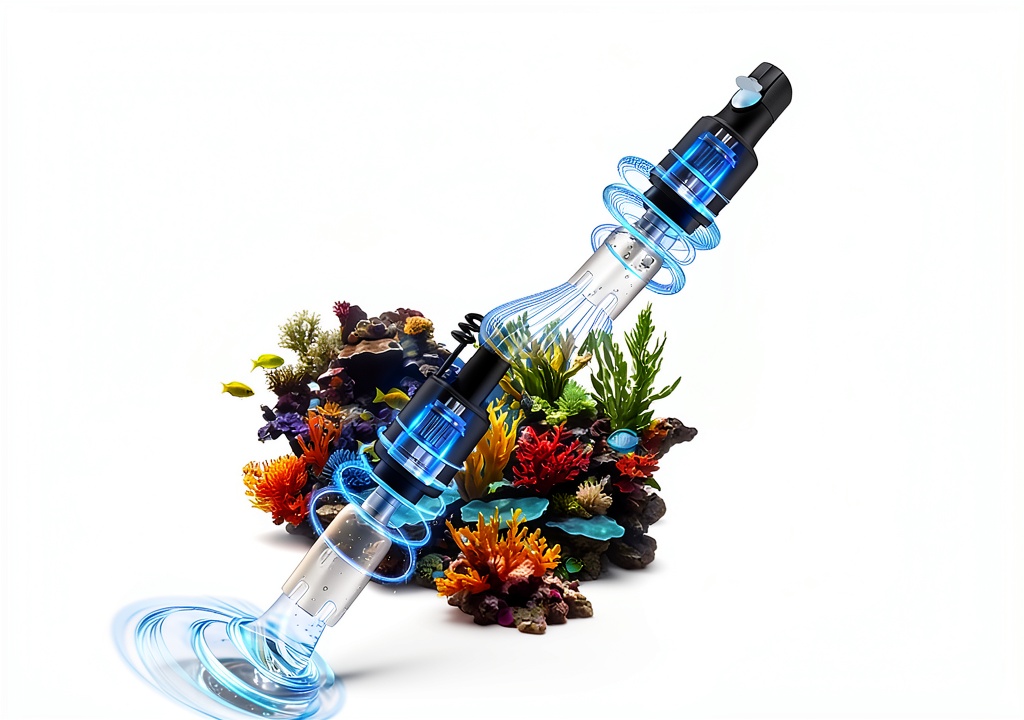 BOSTANA aquarium gravel cleaner in use with fish tank