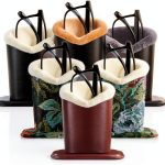 Leather Eyeglass Holder Stand Desk Organizer with Plush-0