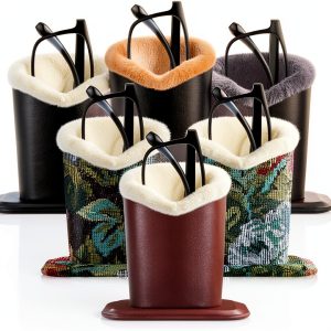 Leather Eyeglass Holder Stand Desk Organizer with Plush-0
