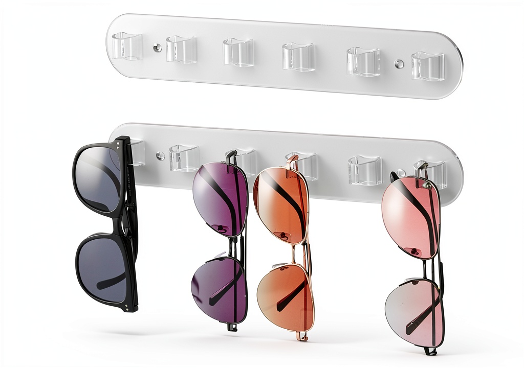Installing WPESI Acrylic Sunglass Organizer Wall Mount Clear Eyewear on a wooden wall