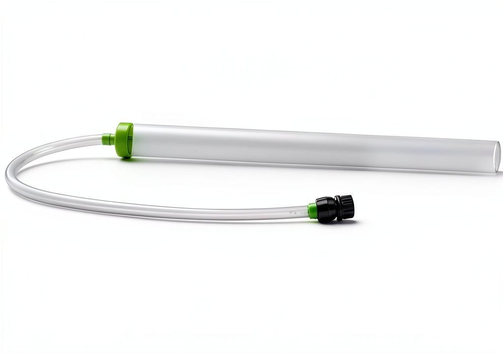 Python 24GT tube reaching the back of a tall aquarium