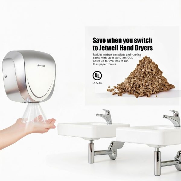 Hand Dryer JETWELL 2Pack Commercial UL HEPA Stainless Steel 1450W-4